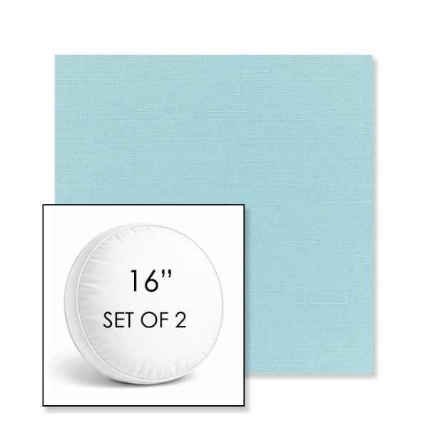 Picture of Canvas Mineral Blue | Set of 2 | 16" Sunbrella Boxed Round Outdoor Throw Pillows with Premium Inserts