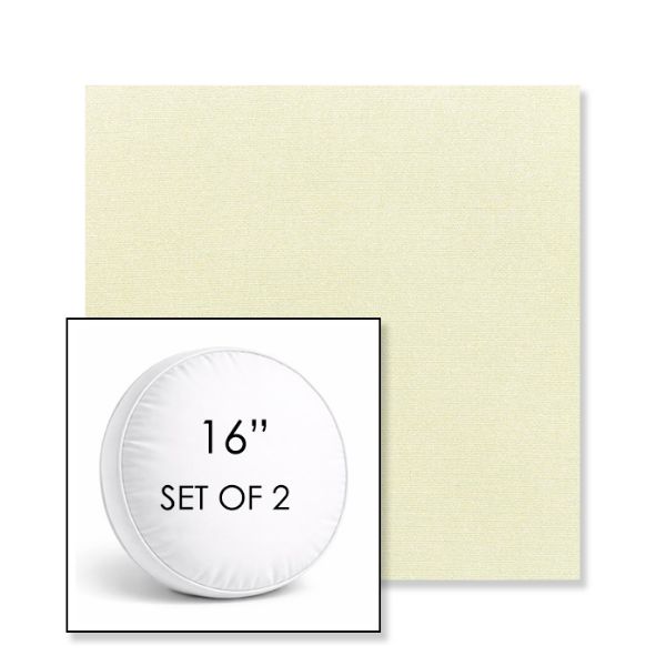 Picture of Canvas Natural | Set of 2 | 16" Sunbrella Boxed Round Outdoor Throw Pillows with Premium Inserts