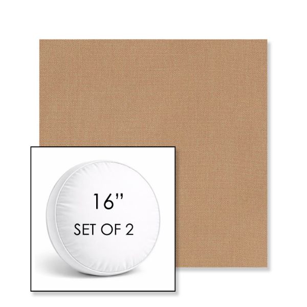 Picture of Canvas Raffia | Set of 2 | 16" Sunbrella Boxed Round Outdoor Throw Pillows with Premium Inserts