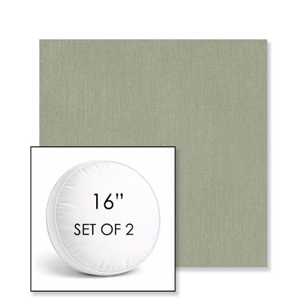 Picture of Canvas Seasalt | Set of 2 | 16" Sunbrella Boxed Round Outdoor Throw Pillows with Premium Inserts