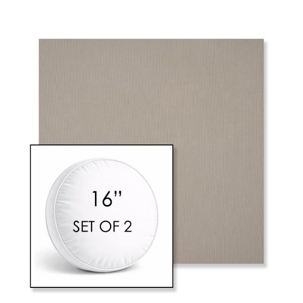 Picture of Canvas Stone | Set of 2 | 16" Sunbrella Boxed Round Outdoor Throw Pillows with Premium Inserts