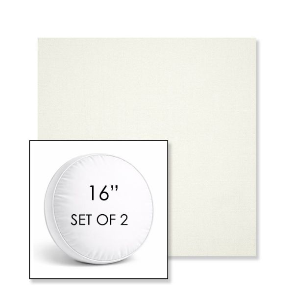 Picture of Canvas White | Set of 2 | 16" Sunbrella Boxed Round Outdoor Throw Pillows with Premium Inserts