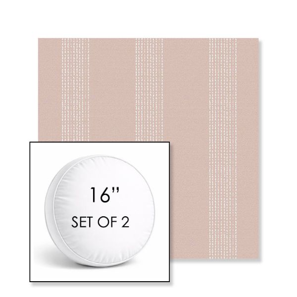 Picture of Caper Blush | Set of 2 | 16" Sunbrella Boxed Round Outdoor Throw Pillows with Premium Inserts