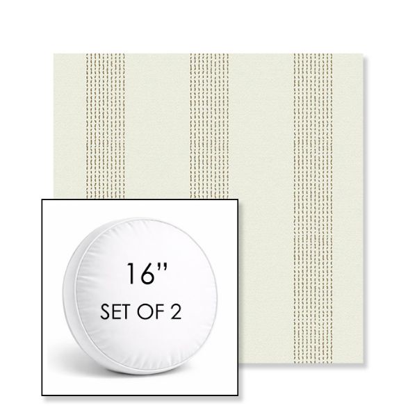Picture of Caper Linen | Set of 2 | 16" Sunbrella Boxed Round Outdoor Throw Pillows with Premium Inserts