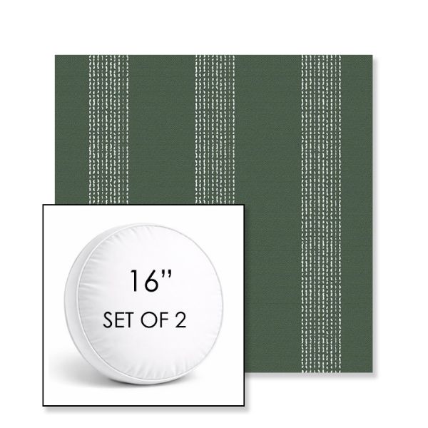 Picture of Caper Moss | Set of 2 | 16" Sunbrella Boxed Round Outdoor Throw Pillows with Premium Inserts