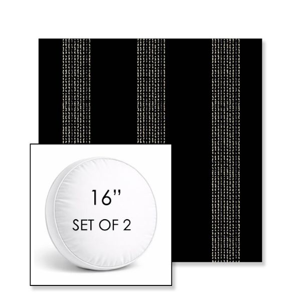 Picture of Caper Onyx | Set of 2 | 16" Sunbrella Boxed Round Outdoor Throw Pillows with Premium Inserts
