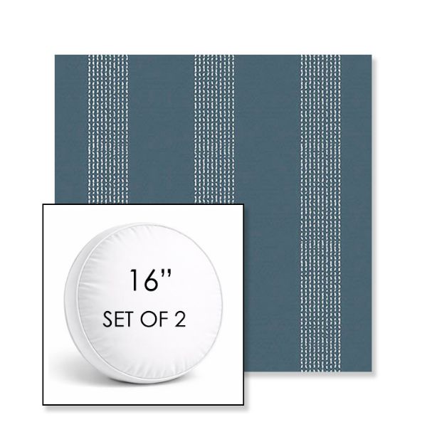 Picture of Caper Slate | Set of 2 | 16" Sunbrella Boxed Round Outdoor Throw Pillows with Premium Inserts