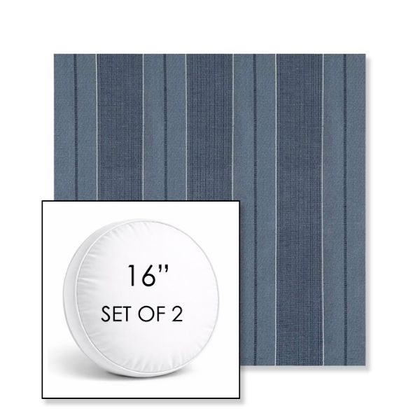 Picture of Carlo Denim | Set of 2 | 16" Sunbrella Boxed Round Outdoor Throw Pillows with Premium Inserts