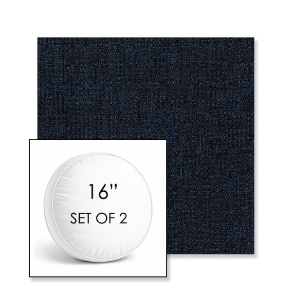 Picture of Cassava Indigo | Set of 2 | 16" Sunbrella Boxed Round Outdoor Throw Pillows with Premium Inserts