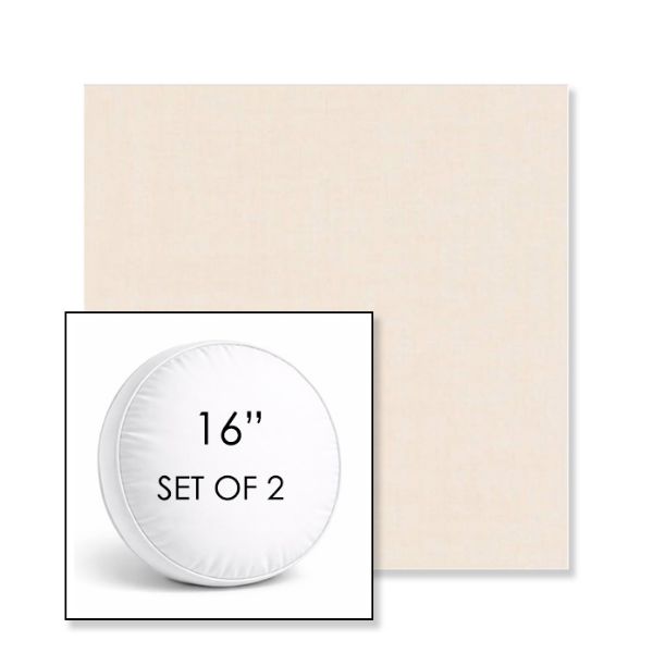 Picture of Cast Bisque | Set of 2 | 16" Sunbrella Boxed Round Outdoor Throw Pillows with Premium Inserts