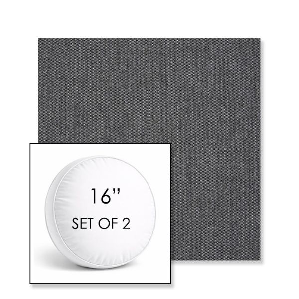 Picture of Cast Charcoal | Set of 2 | 16" Sunbrella Boxed Round Outdoor Throw Pillows with Premium Inserts