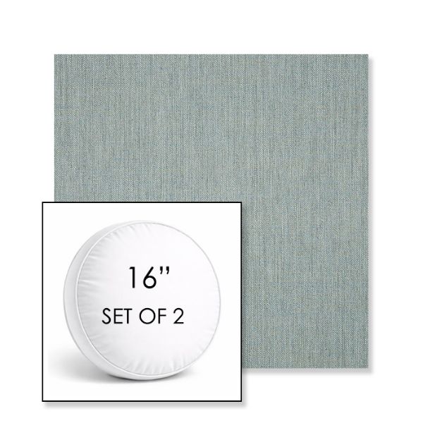 Picture of Cast Mist | Set of 2 | 16" Sunbrella Boxed Round Outdoor Throw Pillows with Premium Inserts