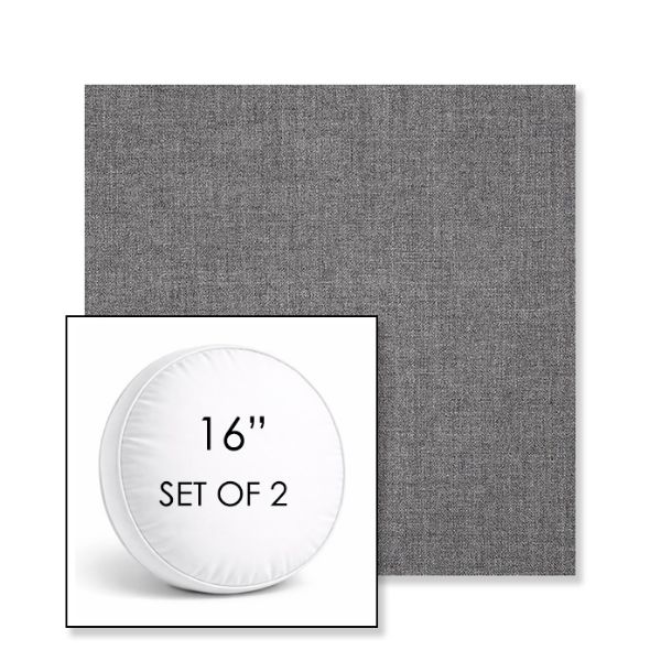 Picture of Cast Slate | Set of 2 | 16" Sunbrella Boxed Round Outdoor Throw Pillows with Premium Inserts