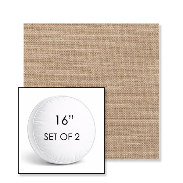 Picture of Charmer Limestone | Set of 2 | 16" Sunbrella Boxed Round Outdoor Throw Pillows with Premium Inserts