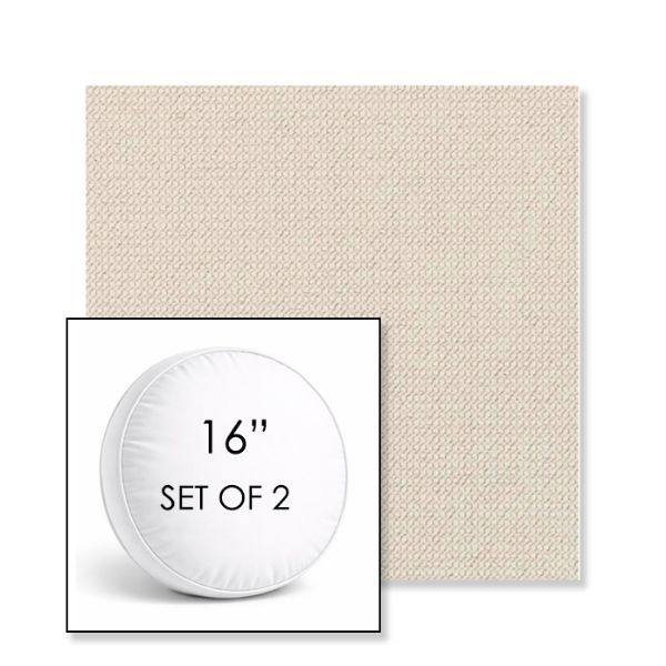 Picture of Charmer Parchment | Set of 2 | 16" Sunbrella Boxed Round Outdoor Throw Pillows with Premium Inserts