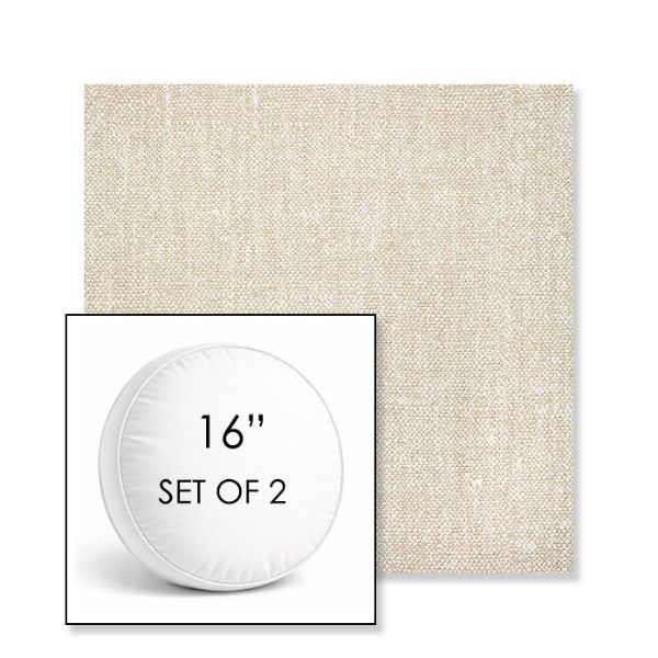 Picture of Chartres Cloud | Set of 2 | 16" Sunbrella Boxed Round Outdoor Throw Pillows with Premium Inserts