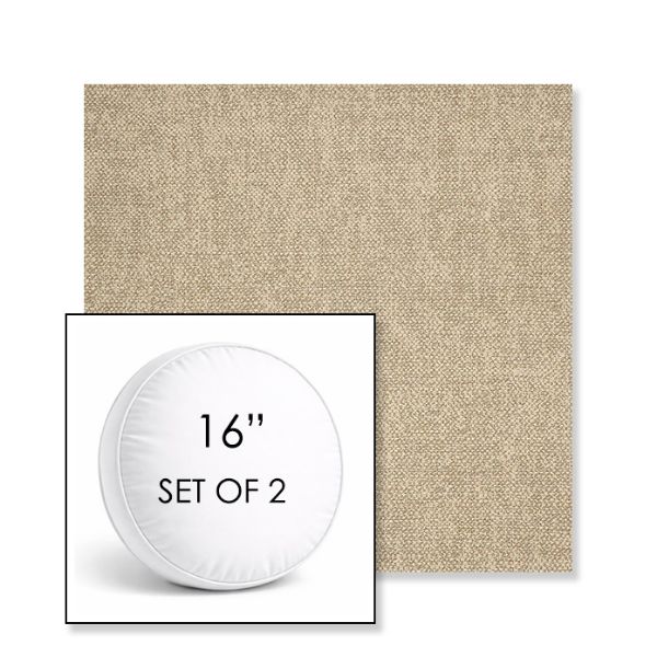 Picture of Chartres Malt | Set of 2 | 16" Sunbrella Boxed Round Outdoor Throw Pillows with Premium Inserts