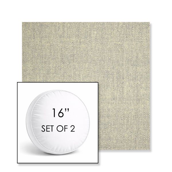 Picture of Chartres Pebble | Set of 2 | 16" Sunbrella Boxed Round Outdoor Throw Pillows with Premium Inserts