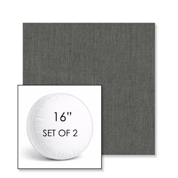 Picture of Cliff Slate | Set of 2 | 16" Sunbrella Boxed Round Outdoor Throw Pillows with Premium Inserts