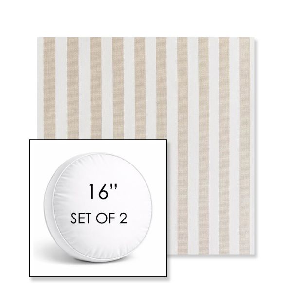 Picture of Costa Driftwood | Set of 2 | 16" Sunbrella Boxed Round Outdoor Throw Pillows with Premium Inserts