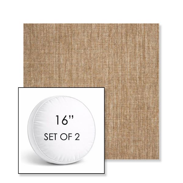 Picture of Crush Camel | Set of 2 | 16" Sunbrella Boxed Round Outdoor Throw Pillows with Premium Inserts