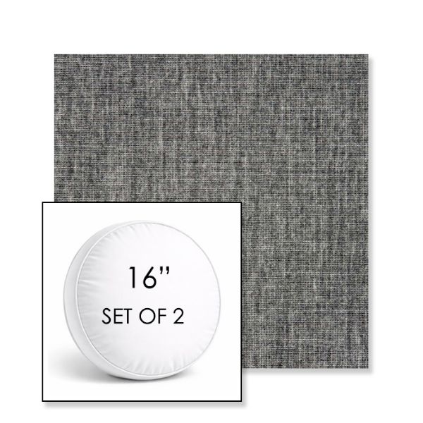 Picture of Crush Pewter | Set of 2 | 16" Sunbrella Boxed Round Outdoor Throw Pillows with Premium Inserts
