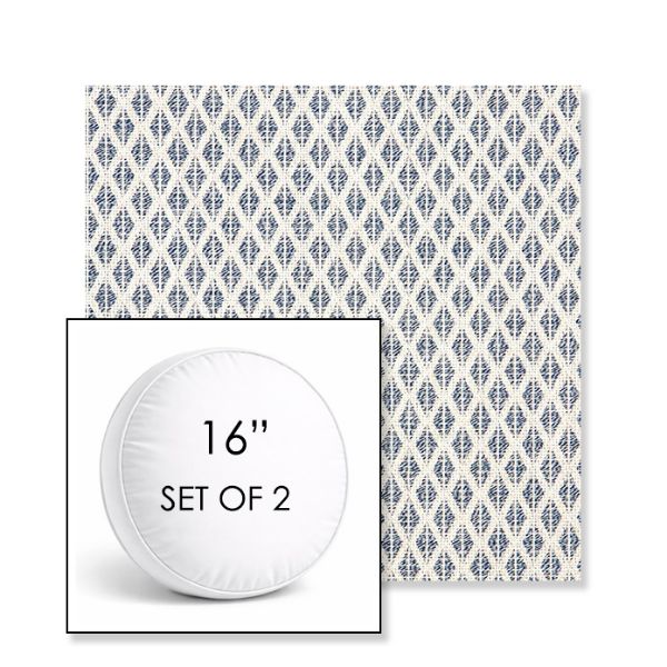 Picture of Detail Denim | Set of 2 | 16" Sunbrella Boxed Round Outdoor Throw Pillows with Premium Inserts
