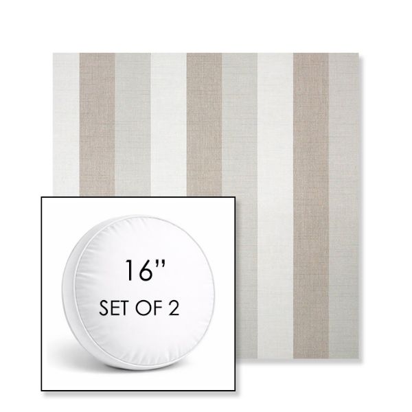 Picture of Direction Linen | Set of 2 | 16" Sunbrella Boxed Round Outdoor Throw Pillows with Premium Inserts