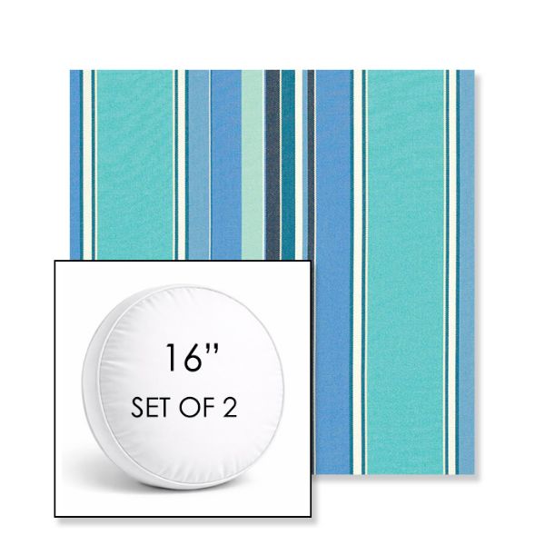 Picture of Dolce Oasis | Set of 2 | 16" Sunbrella Boxed Round Outdoor Throw Pillows with Premium Inserts