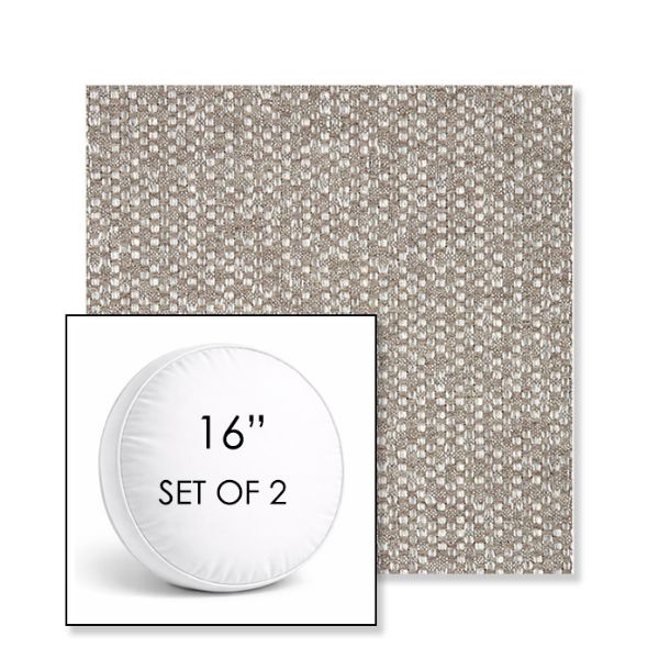 Picture of Dumont Mushroom | Set of 2 | 16" Sunbrella Boxed Round Outdoor Throw Pillows with Premium Inserts