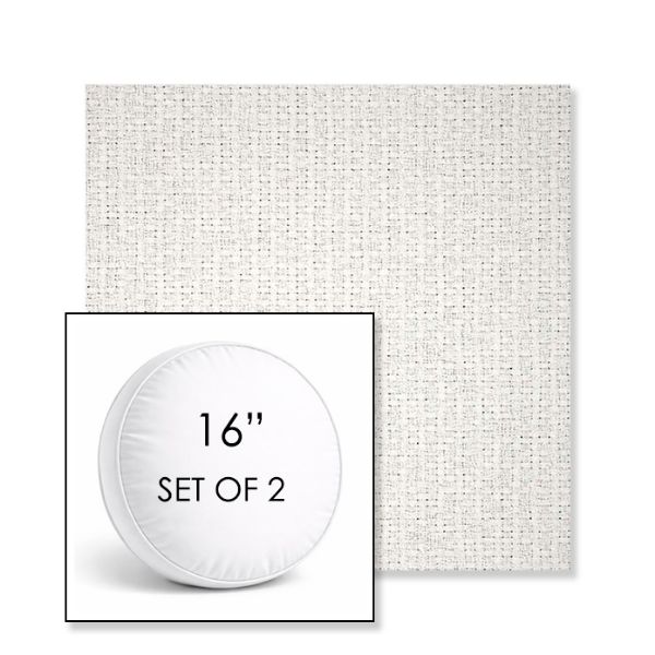Picture of Dumont Snow | Set of 2 | 16" Sunbrella Boxed Round Outdoor Throw Pillows with Premium Inserts