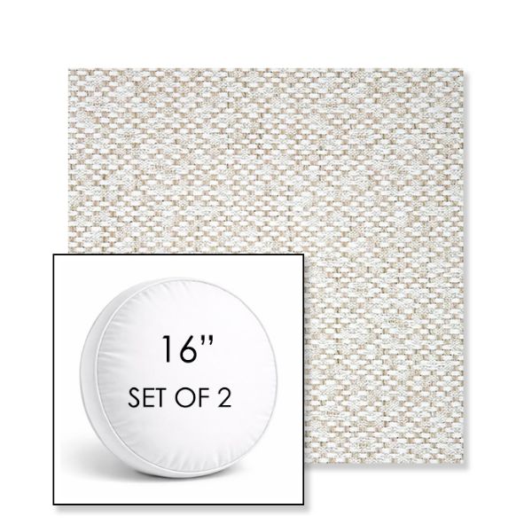 Picture of Dumont Stucco | Set of 2 | 16" Sunbrella Boxed Round Outdoor Throw Pillows with Premium Inserts