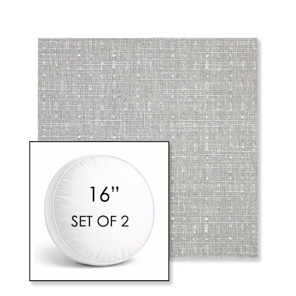 Picture of Embrace Pewter | Set of 2 | 16" Sunbrella Boxed Round Outdoor Throw Pillows with Premium Inserts