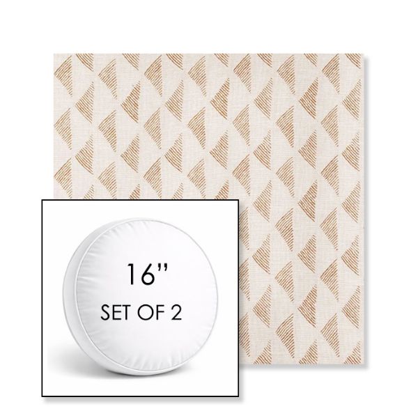 Picture of Etched Angles Cognac | Set of 2 | 16" Sunbrella Boxed Round Outdoor Throw Pillows with Premium Inserts