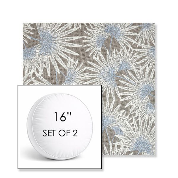 Picture of Etta Vapor | Set of 2 | 16" Sunbrella Boxed Round Outdoor Throw Pillows with Premium Inserts