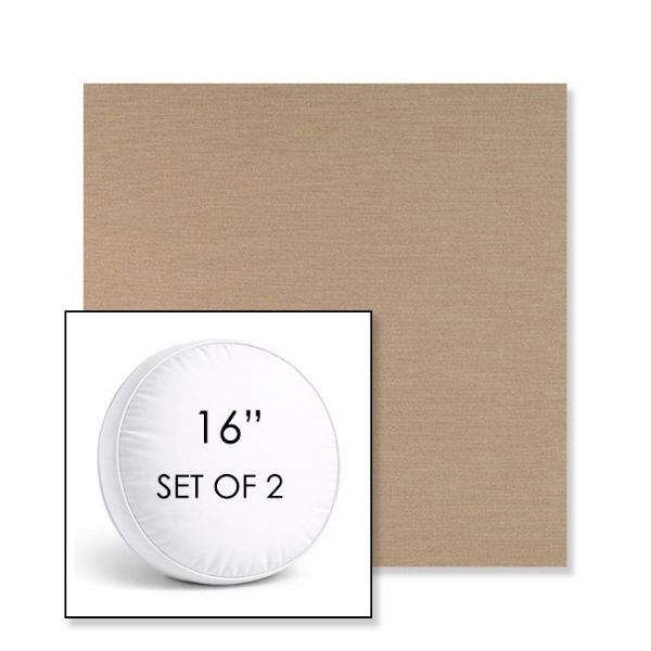 Picture of Exhale Driftwood | Set of 2 | 16" Sunbrella Boxed Round Outdoor Throw Pillows with Premium Inserts
