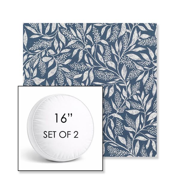 Picture of Exquisite Indigo | Set of 2 | 16" Sunbrella Boxed Round Outdoor Throw Pillows with Premium Inserts
