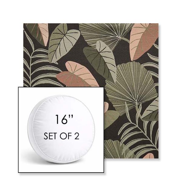Picture of Fernie Midnight Garden | Set of 2 | 16" Sunbrella Boxed Round Outdoor Throw Pillows with Premium Inserts