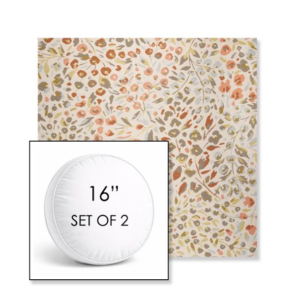 Picture of Flora Sunset | Set of 2 | 16" Sunbrella Boxed Round Outdoor Throw Pillows with Premium Inserts