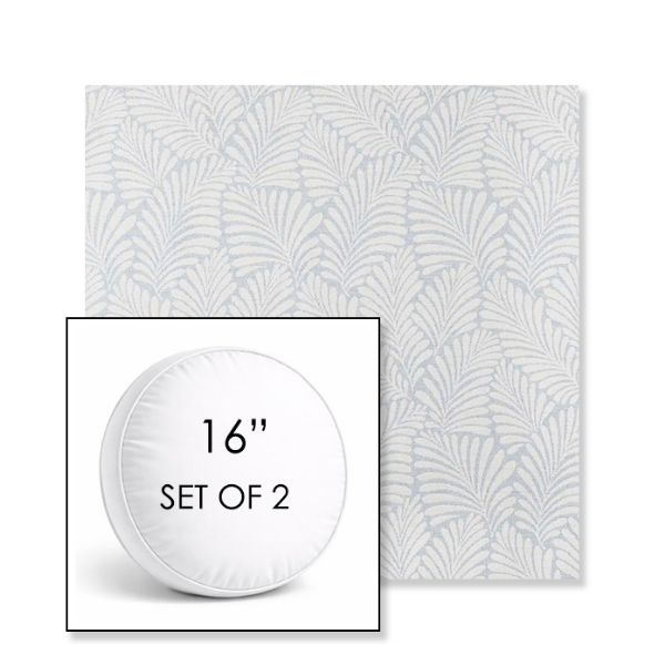 Picture of Frond Sky | Set of 2 | 16" Sunbrella Boxed Round Outdoor Throw Pillows with Premium Inserts