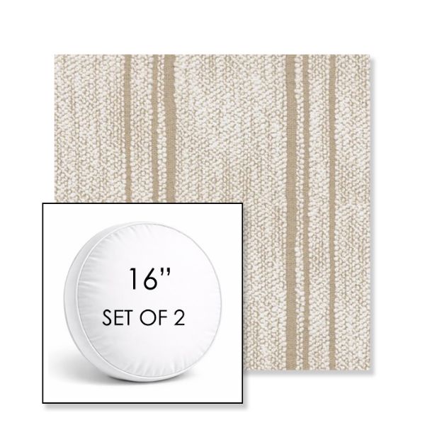 Picture of Harvest Kaolin | Set of 2 | 16" Sunbrella Boxed Round Outdoor Throw Pillows with Premium Inserts