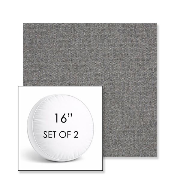 Picture of Heritage Slate | Set of 2 | 16" Sunbrella Boxed Round Outdoor Throw Pillows with Premium Inserts