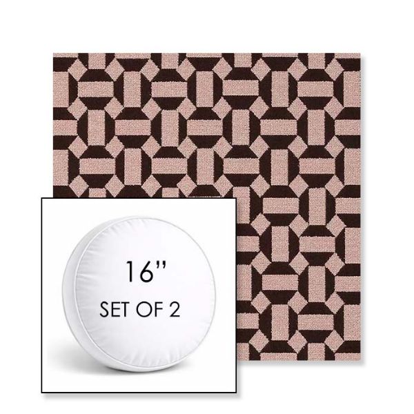 Picture of Hoopla Black Cherry | Set of 2 | 16" Sunbrella Boxed Round Outdoor Throw Pillows with Premium Inserts