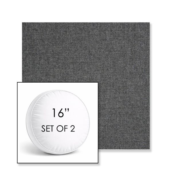 Picture of Idol Slate | Set of 2 | 16" Sunbrella Boxed Round Outdoor Throw Pillows with Premium Inserts