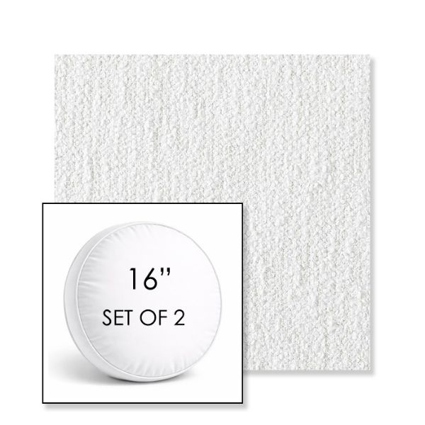 Picture of Improve White | Set of 2 | 16" Sunbrella Boxed Round Outdoor Throw Pillows with Premium Inserts