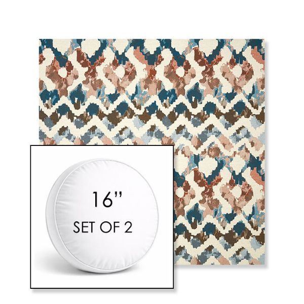 Picture of Inga Boho | Set of 2 | 16" Sunbrella Boxed Round Outdoor Throw Pillows with Premium Inserts