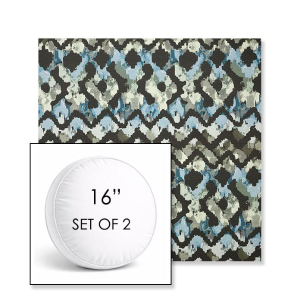 Picture of Inga Green Tea | Set of 2 | 16" Sunbrella Boxed Round Outdoor Throw Pillows with Premium Inserts
