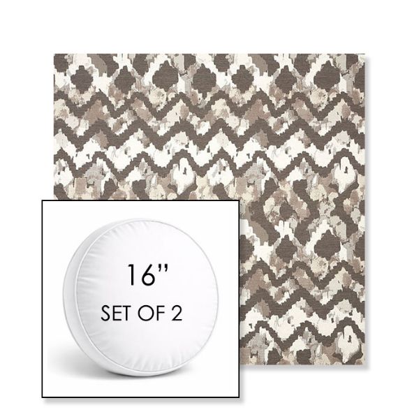 Picture of Inga Merino | Set of 2 | 16" Sunbrella Boxed Round Outdoor Throw Pillows with Premium Inserts