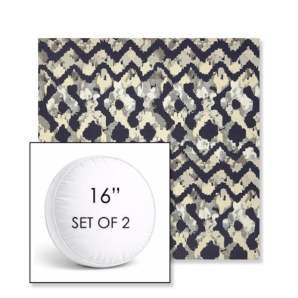 Picture of Inga Midnight | Set of 2 | 16" Sunbrella Boxed Round Outdoor Throw Pillows with Premium Inserts
