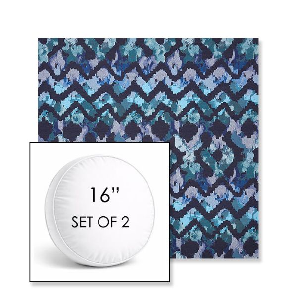 Picture of Inga Waterscape | Set of 2 | 16" Sunbrella Boxed Round Outdoor Throw Pillows with Premium Inserts